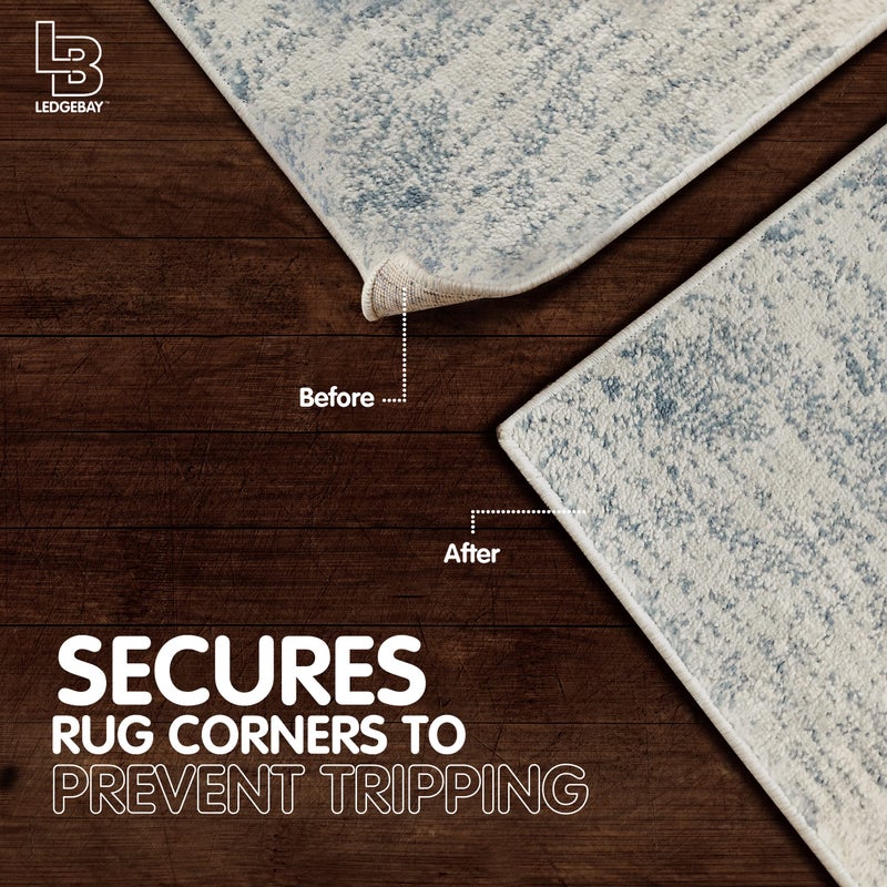 Ledgebay Rug Pad Grippers for Area Rugs Pack of 9 Reusable, No Skid, Washable, Anti-Slip Pads, Rug Gripper for Hardwood Floors and Tile with Double-Sided, Self Adhesive Rug Tape to Keep Rugs Flat - Image 4